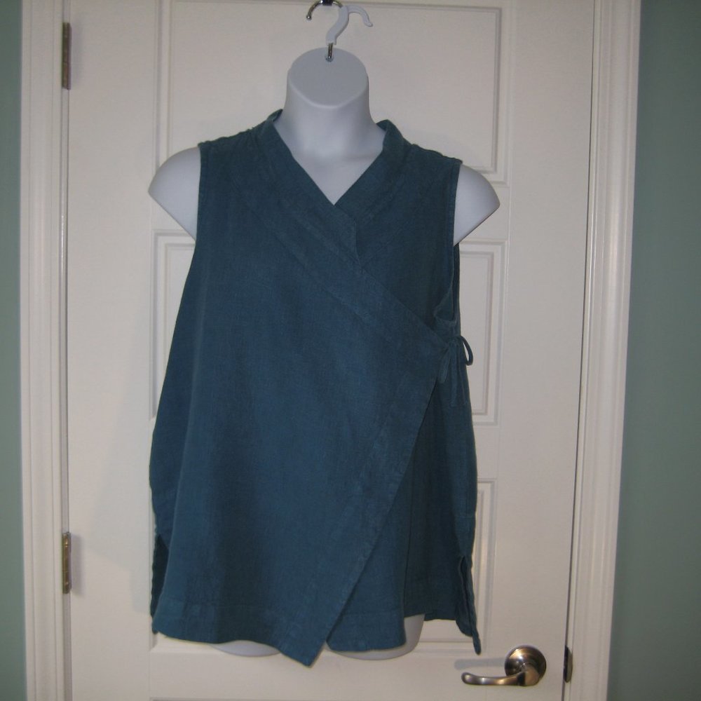 BRYN WALKER XL 100% Organic Cotton Linen Wrap Vest